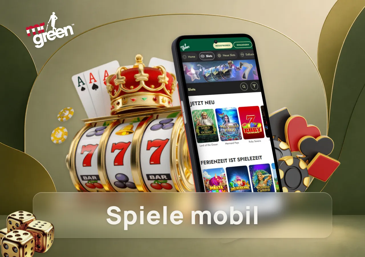 Smartphone mit Übersicht der Spielautomaten und Casino-Slots
